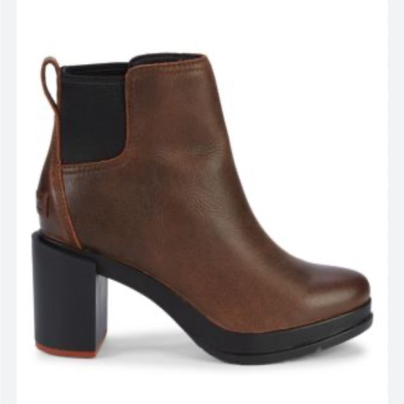 Sorel Shoes - Sorel Blake Waterproof Chelsea Boot Bootie Block Heel, Brown And Black Size 9